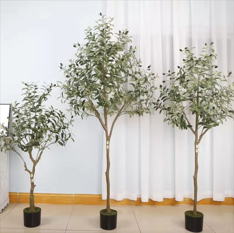 Faux Olive Tree with natural green silk foliage