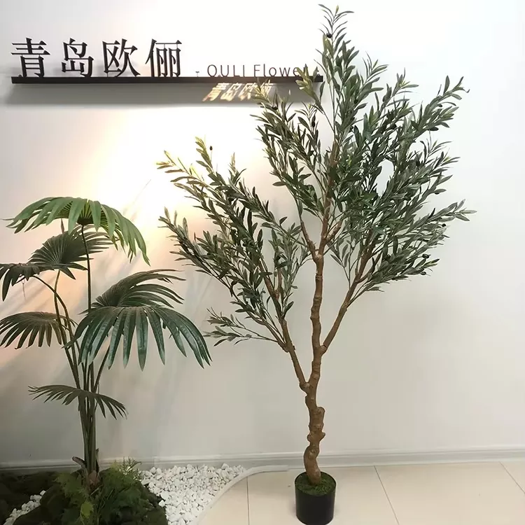 Simulated Olive Tree with olive fruits for commercial space