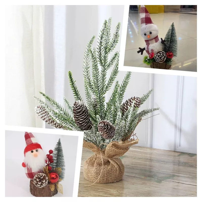 Small snow-covered Christmas tree for gift shop