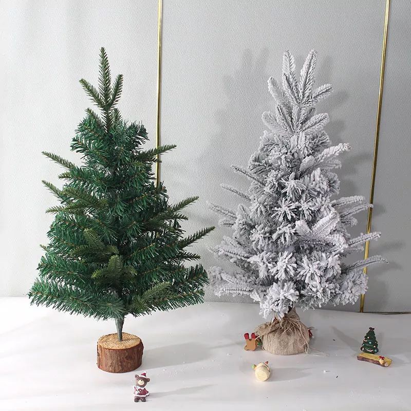 Christmas desk tree with decorative snow coating
