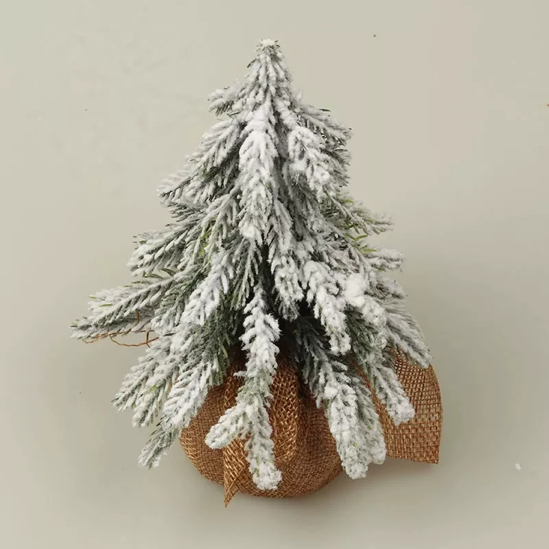 Portable snowy mini tree for office and home